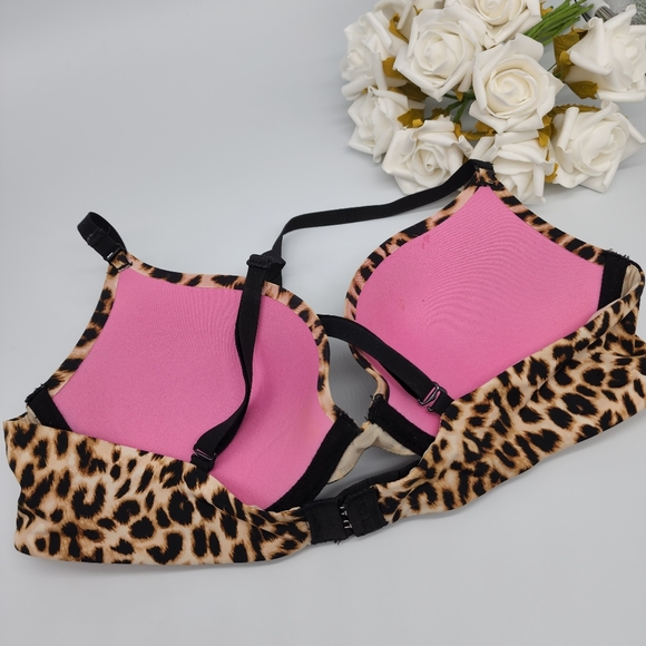 SALE/ Hot PINK Leppard Animal Print Bra Size 36B - Picture 2 of 4